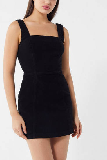 Uncut Corduroy Square-Neck Mini Dress